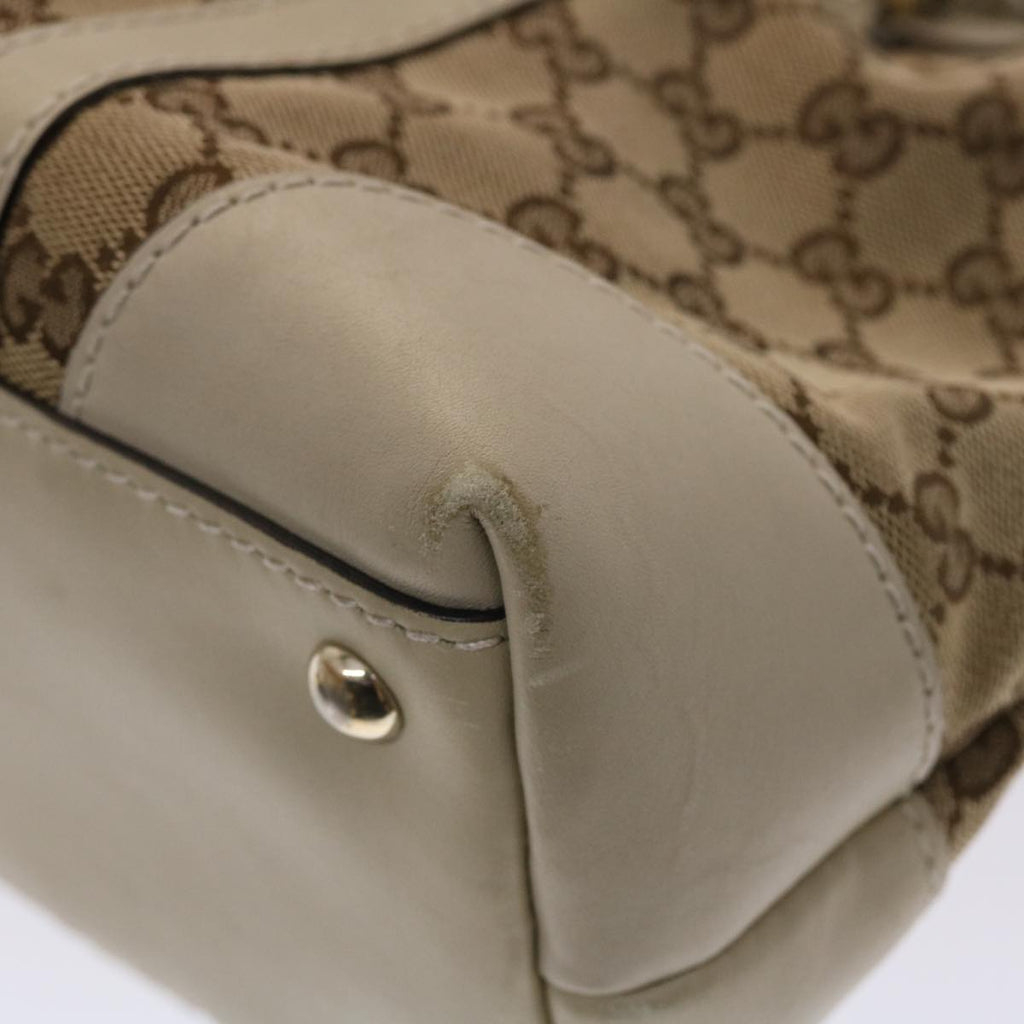 GUCCI GG Canvas Tote Bag Leather Beige 257069  am4730