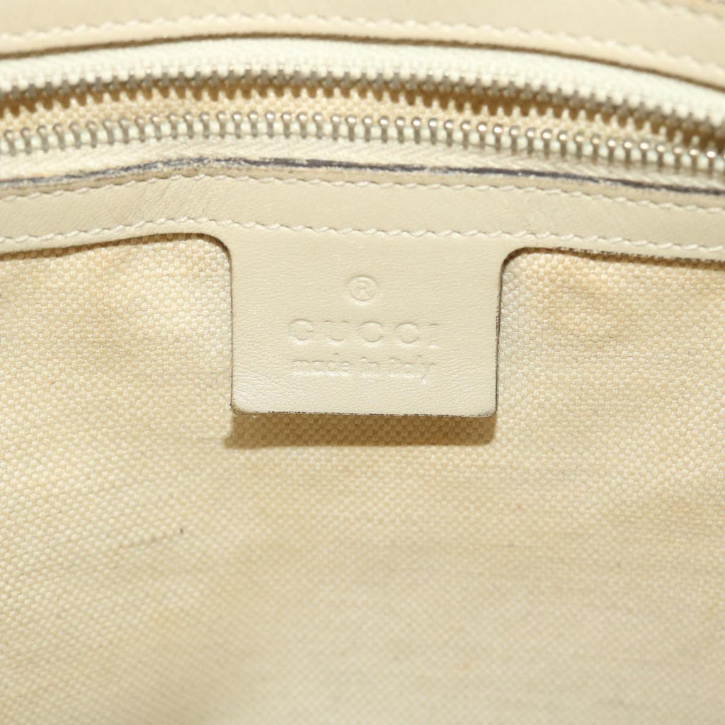 GUCCI GG Canvas Tote Bag Leather Beige 257069  am4730