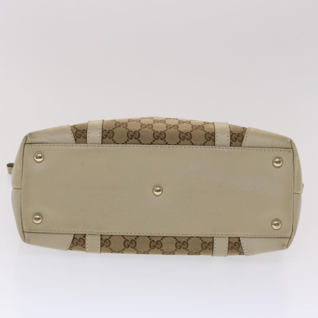 GUCCI GG Canvas Tote Bag Leather Beige 257069  am4730