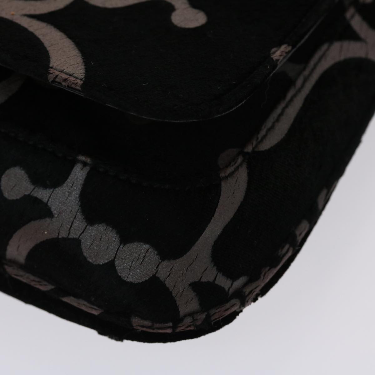 GUCCI Chain Shoulder Bag Velor Black 0013829  am4747