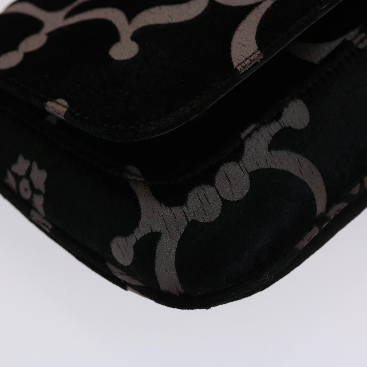 GUCCI Chain Shoulder Bag Velor Black 0013829  am4747