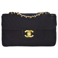 CHANEL 1991-1994 Black Velvet Chevron Classic Flap Maxi