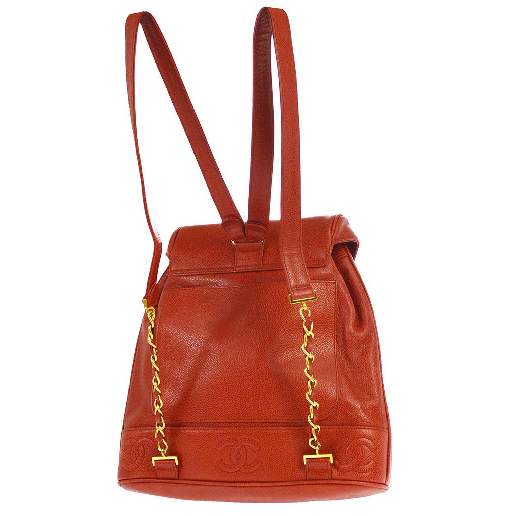 CHANEL 1994-1996 Triple CC Backpack Red Caviar