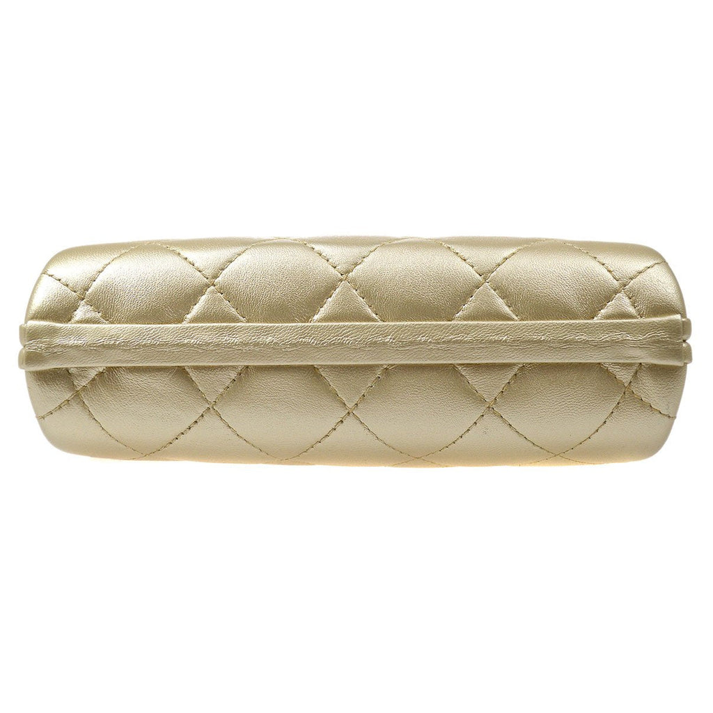 CHANEL 1996-1997 Gold Lambskin Faux Tortoiseshell Kisslock Evening Bag