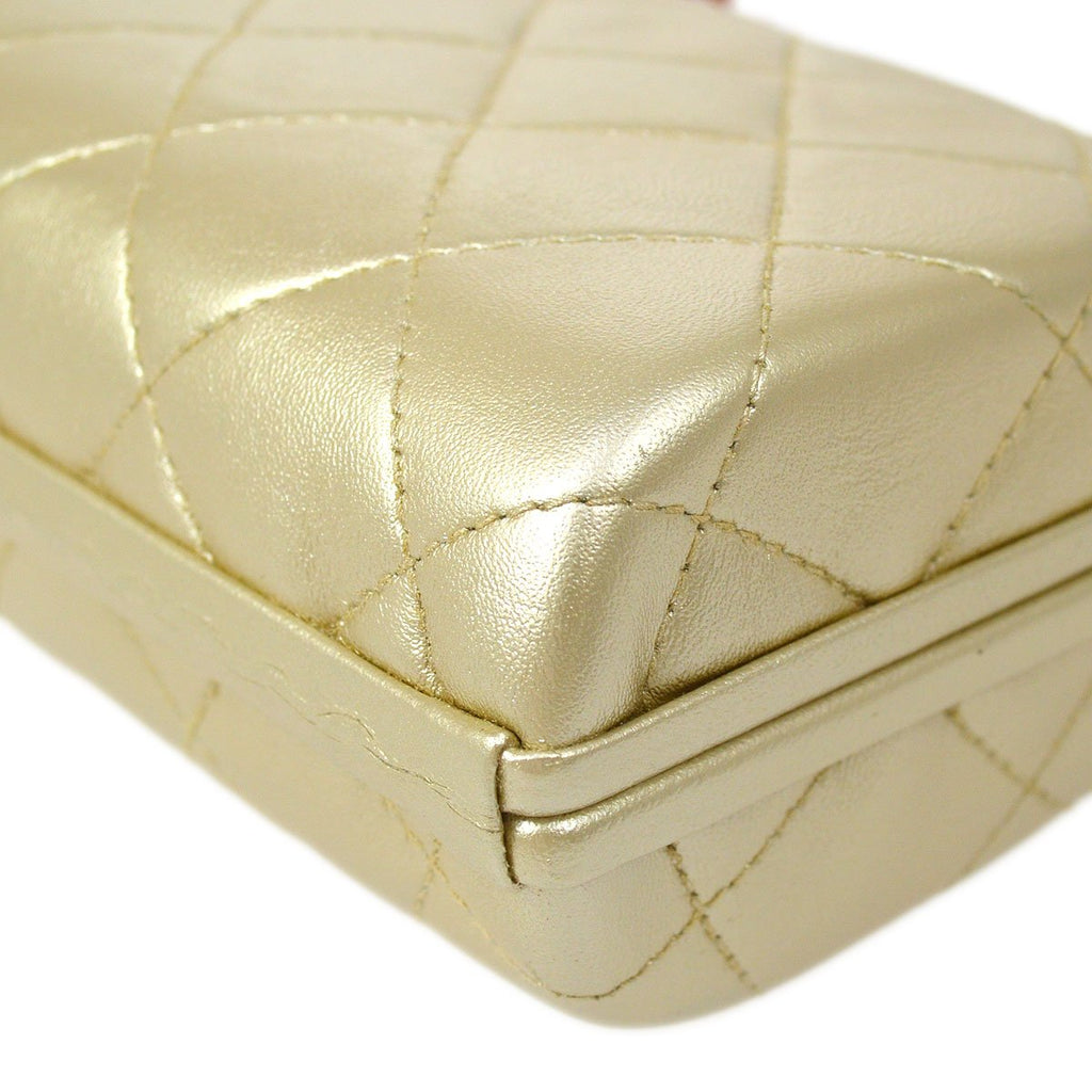 CHANEL 1996-1997 Gold Lambskin Faux Tortoiseshell Kisslock Evening Bag