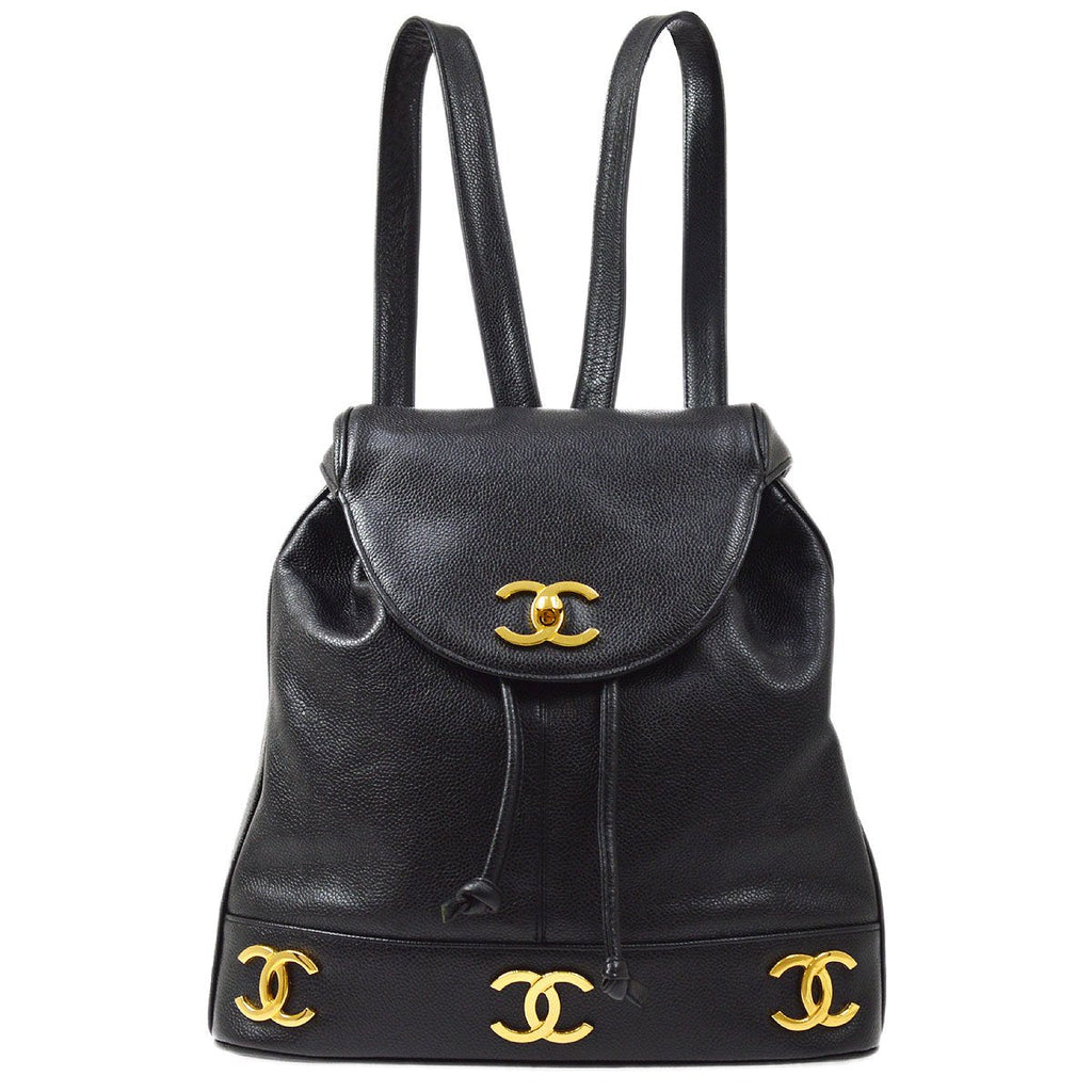 CHANEL vintage Triple CC Backpack Black Caviar