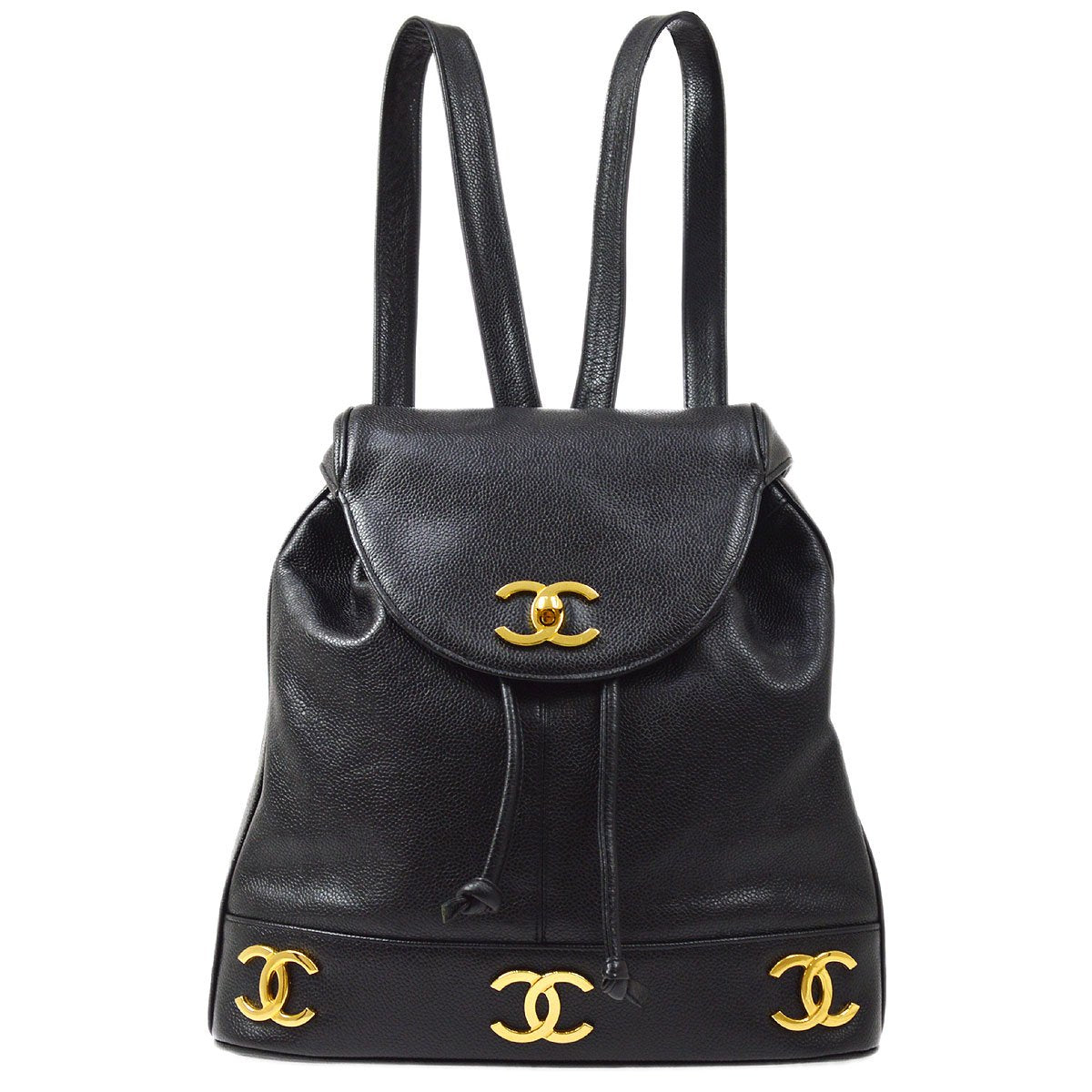 CHANEL vintage Triple CC Backpack Black Caviar