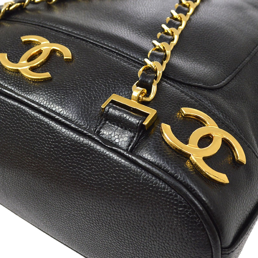 CHANEL vintage Triple CC Backpack Black Caviar