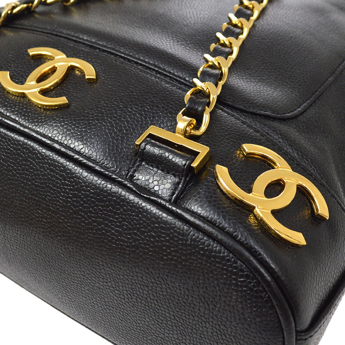 CHANEL vintage Triple CC Backpack Black Caviar