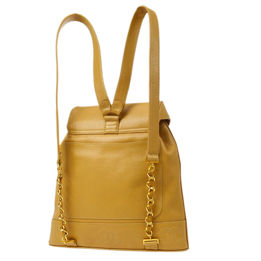 CHANEL 1994-1996 Beige Caviar Triple CCs Backpack