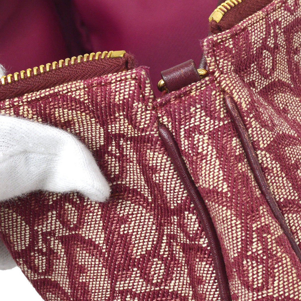 Christian Dior 2002 Trotter Pattern Saddle Hand Bag Bordeaux ao33199