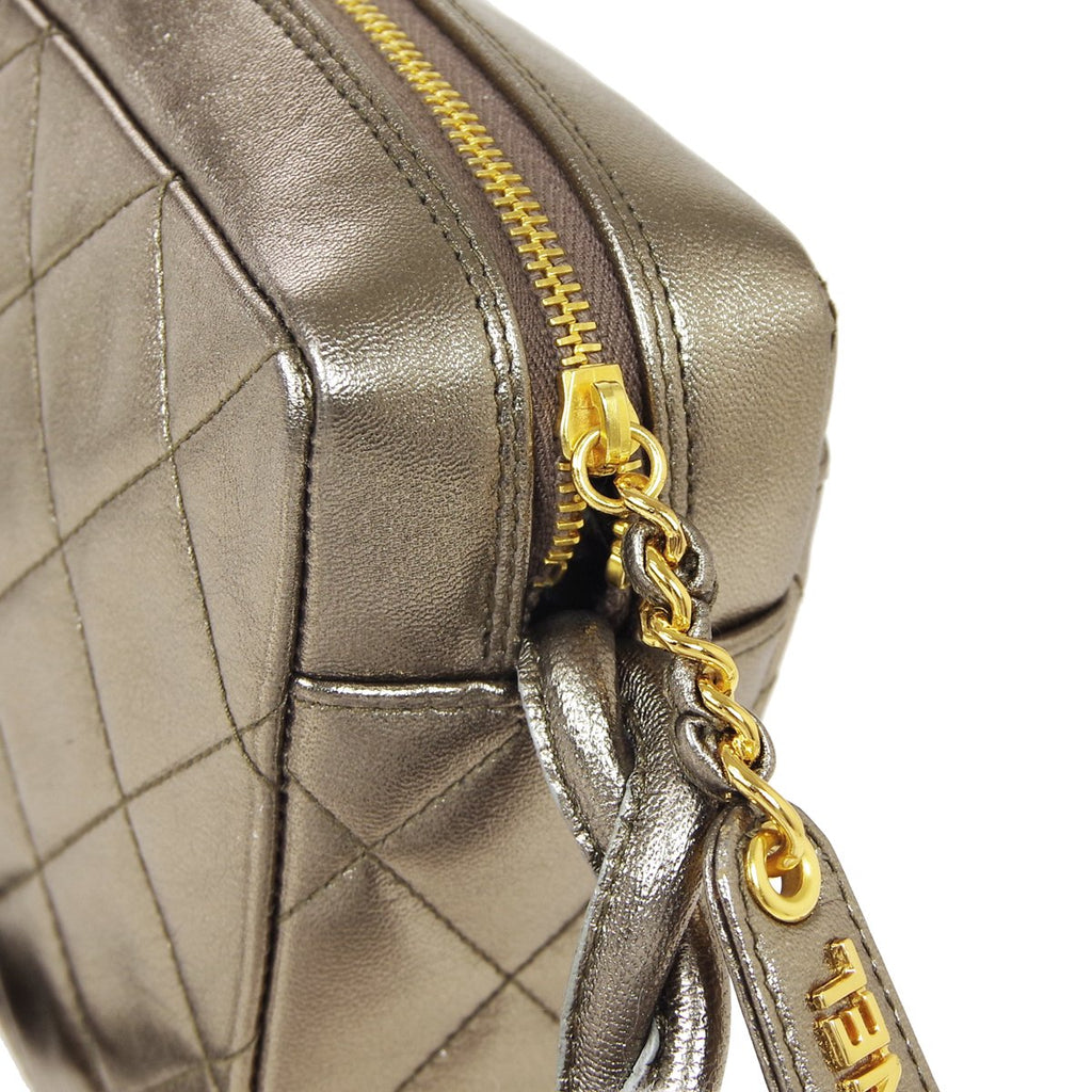 CHANEL 1996-1997 Gold Lambskin Quilted Camera Bag Mini