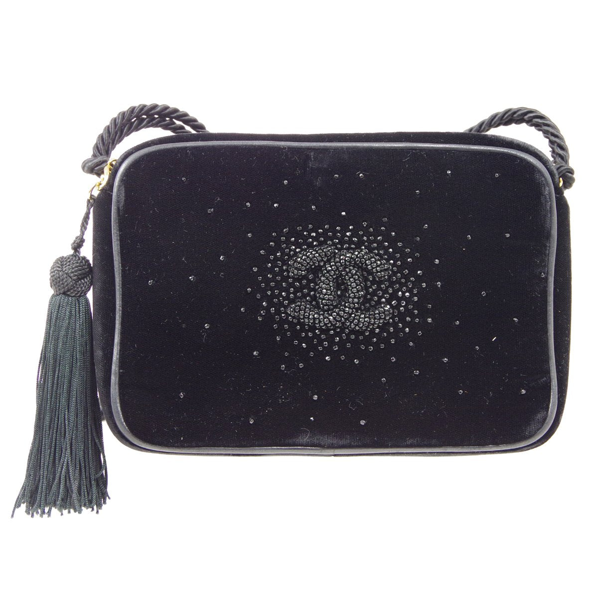 CHANEL 1989-1991 Black Velvet Camera Bag Mini