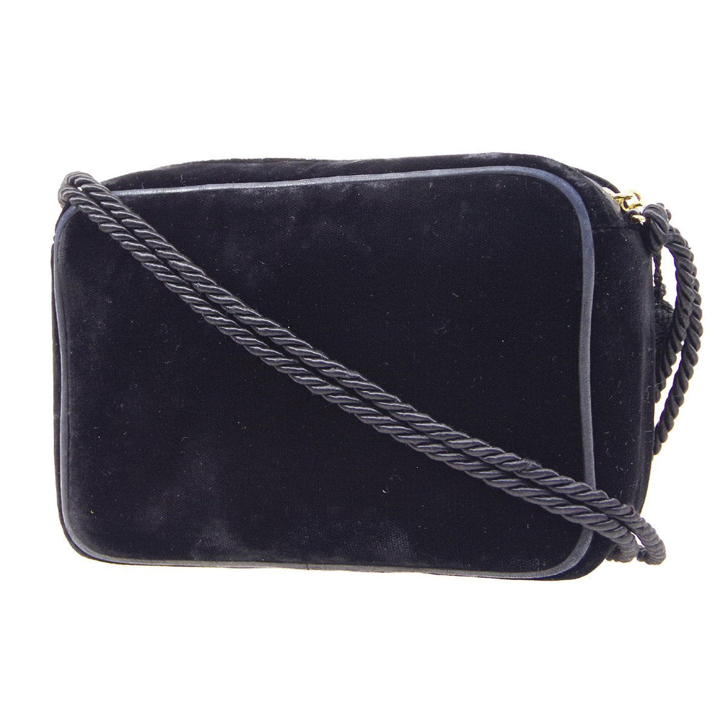 CHANEL 1989-1991 Black Velvet Camera Bag Mini