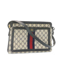 GUCCI Sherry Line GG Canvas Shoulder Bag PVC Leather Red Navy  ar4424