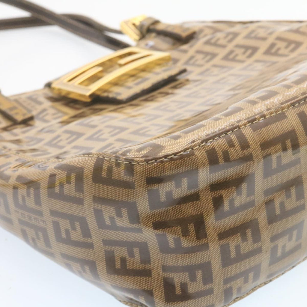 FENDI Zucchino Hand Bag Coated Canvas Brown  ar6367