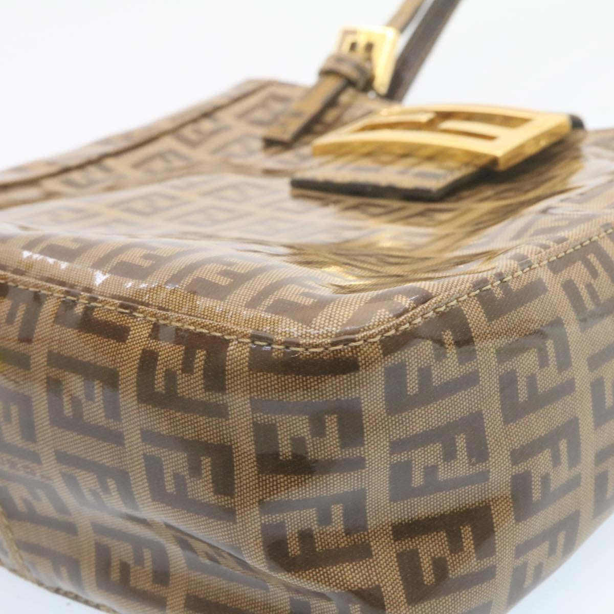 FENDI Zucchino Hand Bag Coated Canvas Brown  ar6367