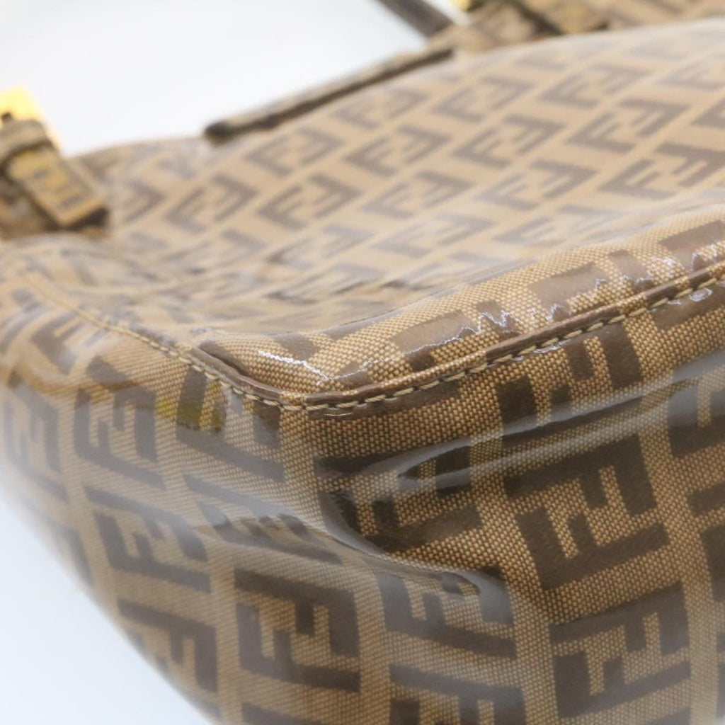 FENDI Zucchino Hand Bag Coated Canvas Brown Auth ar6367