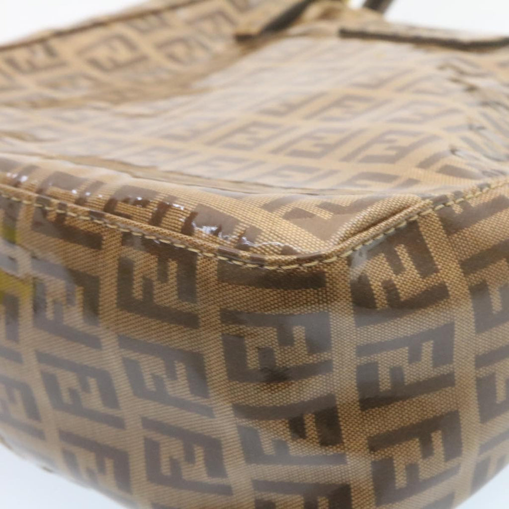 FENDI Zucchino Hand Bag Coated Canvas Brown  ar6367