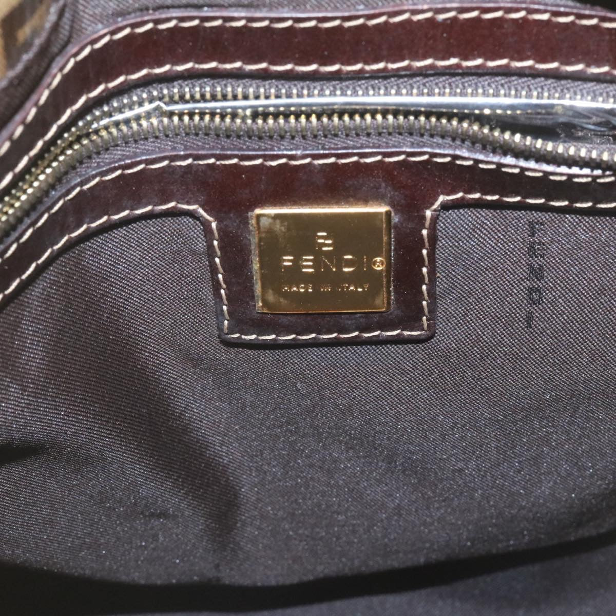 FENDI Zucchino Hand Bag Coated Canvas Brown  ar6367