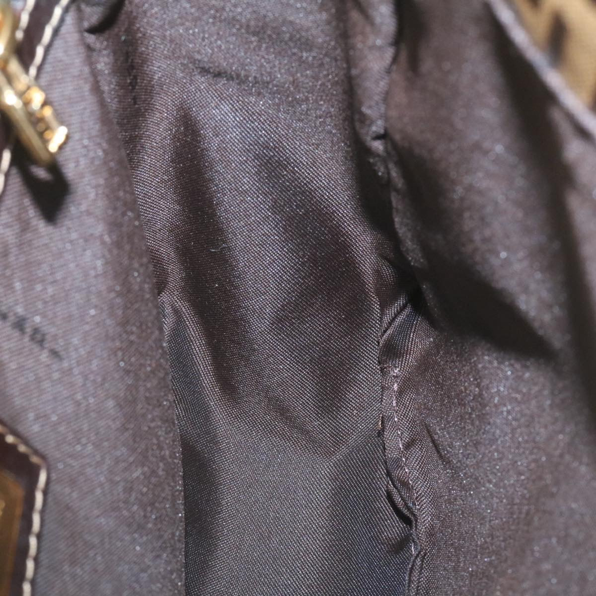 FENDI Zucchino Hand Bag Coated Canvas Brown  ar6367