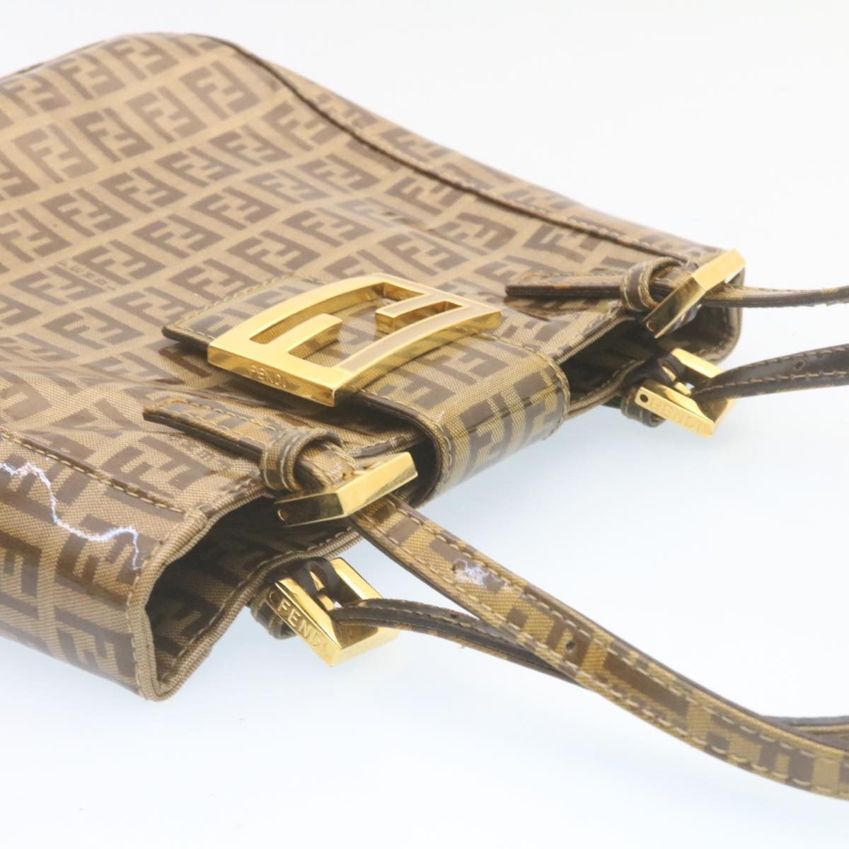 FENDI Zucchino Hand Bag Coated Canvas Brown  ar6367