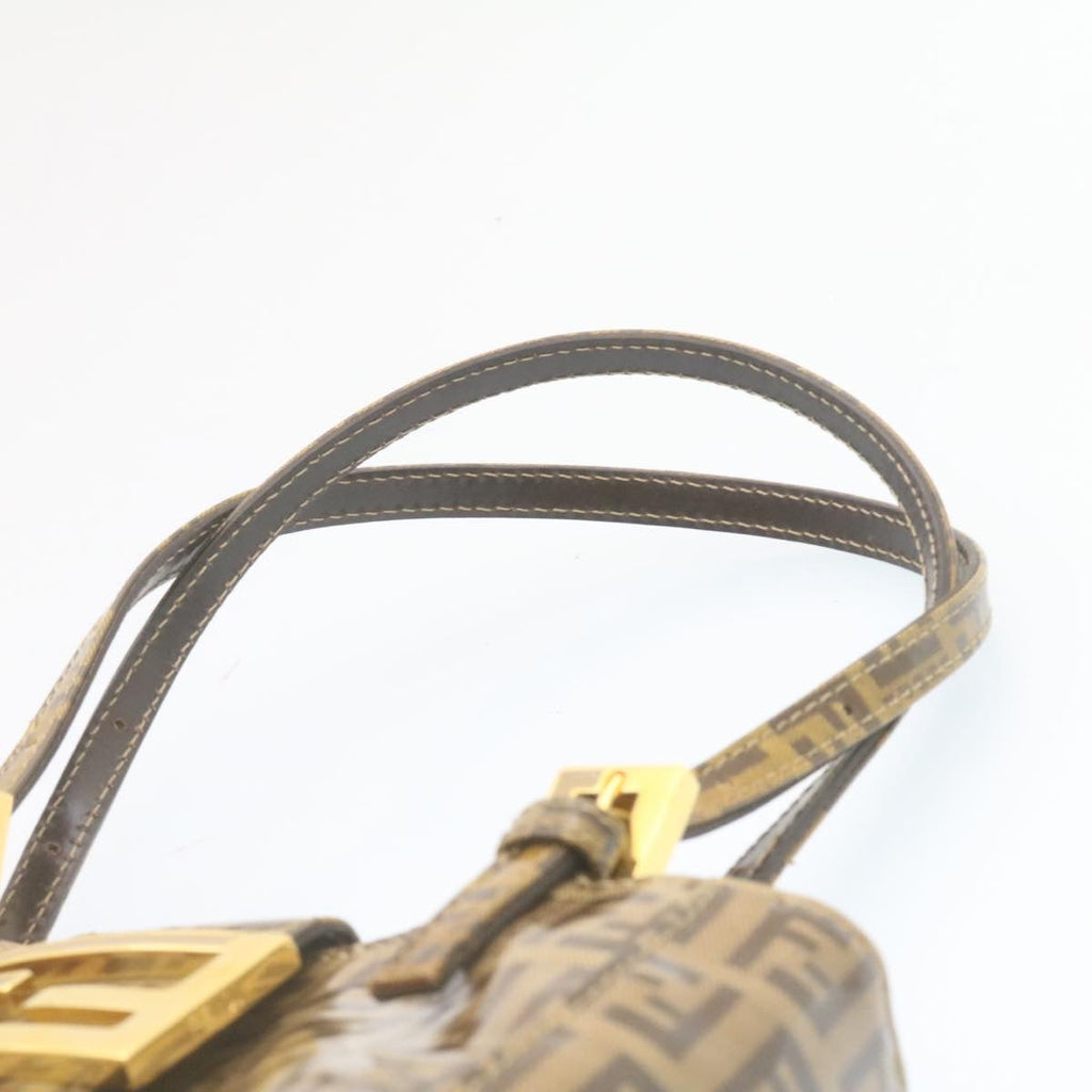 FENDI Zucchino Hand Bag Coated Canvas Brown  ar6367