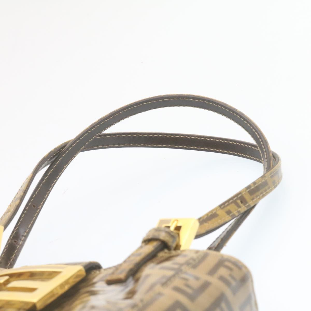 FENDI Zucchino Hand Bag Coated Canvas Brown  ar6367
