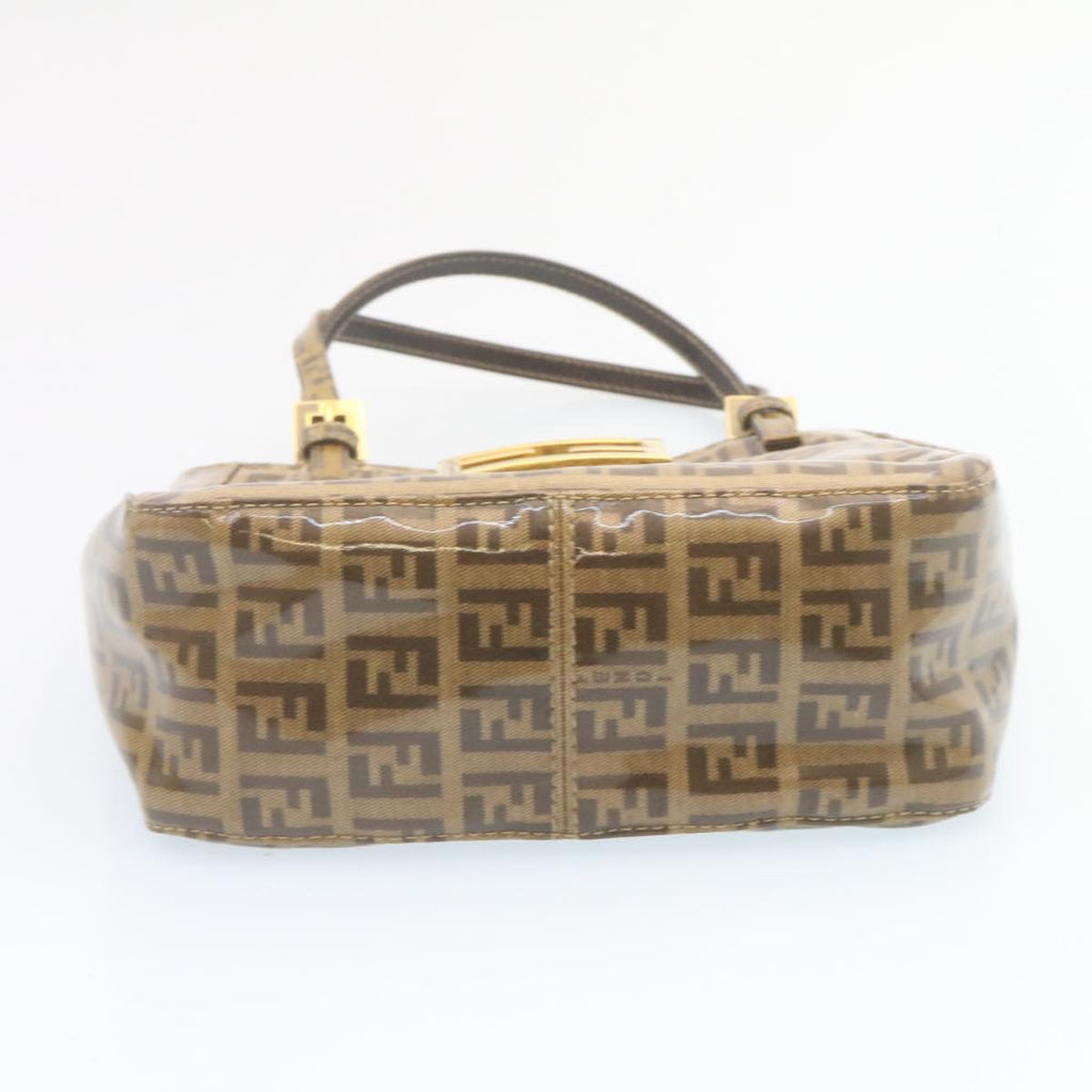 FENDI Zucchino Hand Bag Coated Canvas Brown  ar6367