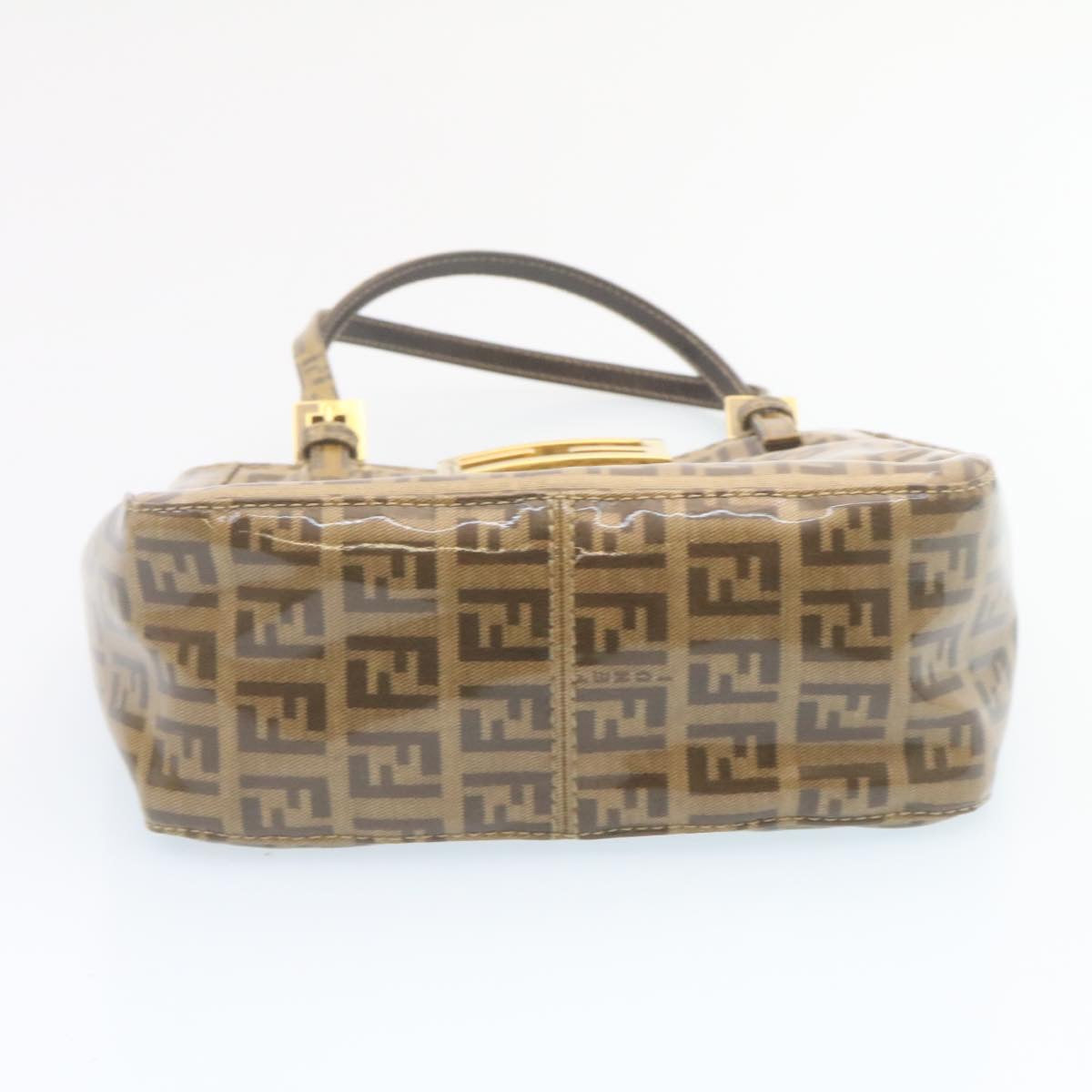 FENDI Zucchino Hand Bag Coated Canvas Brown  ar6367