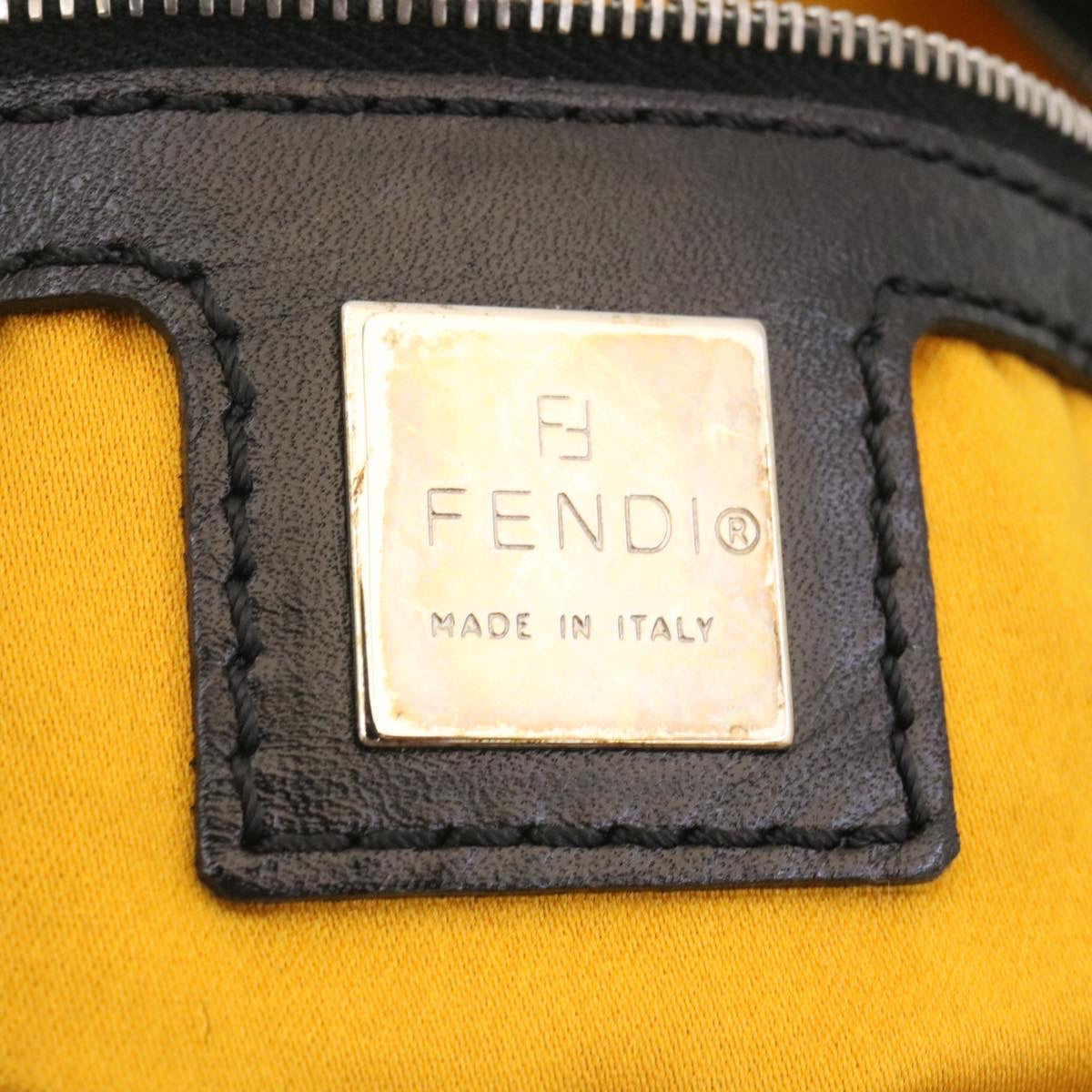 FENDI Hand Bag Unborn Calf SkinLeather Black  ar6571