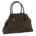 FENDI Zucca Canvas Tote Bag Velor Brown Black  ar6954