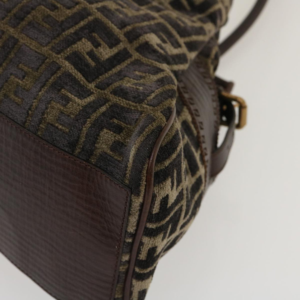 FENDI Zucca Canvas Tote Bag Velor Brown Black  ar6954