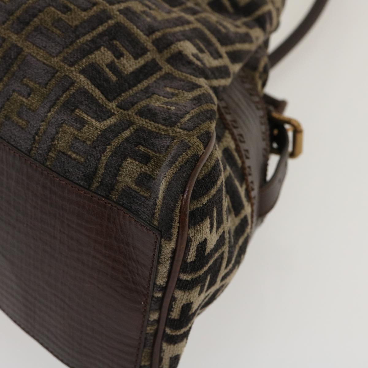 FENDI Zucca Canvas Tote Bag Velor Brown Black  ar6954
