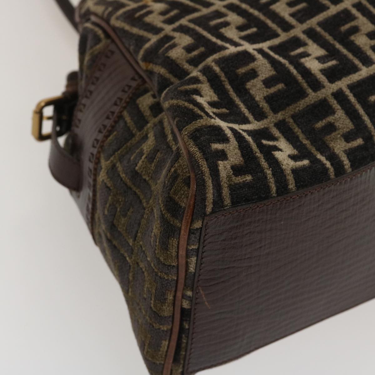 FENDI Zucca Canvas Tote Bag Velor Brown Black  ar6954