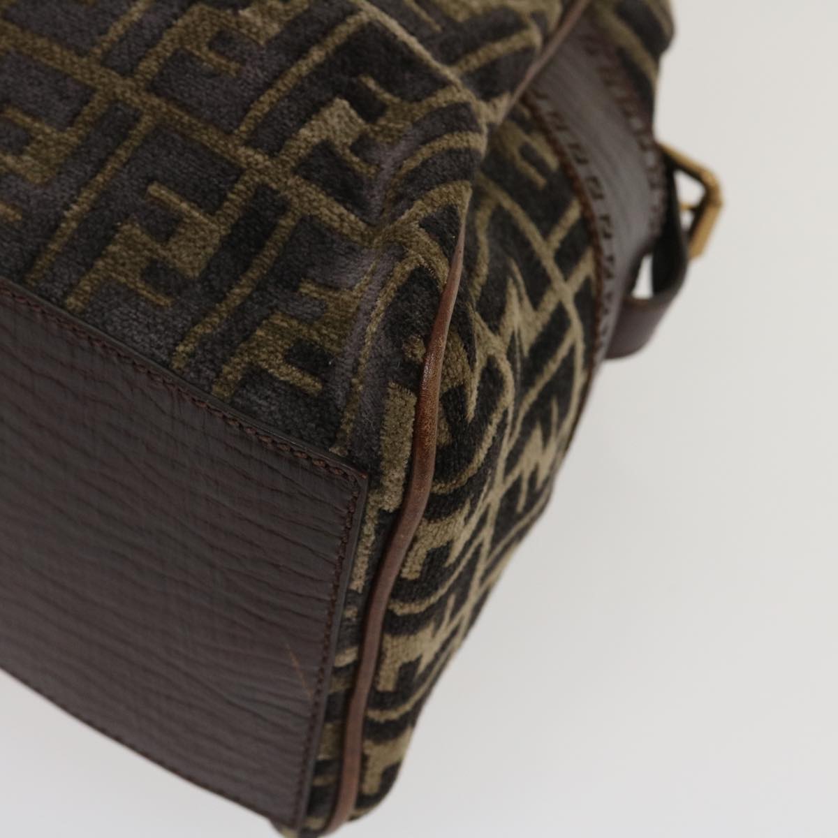 FENDI Zucca Canvas Tote Bag Velor Brown Black  ar6954