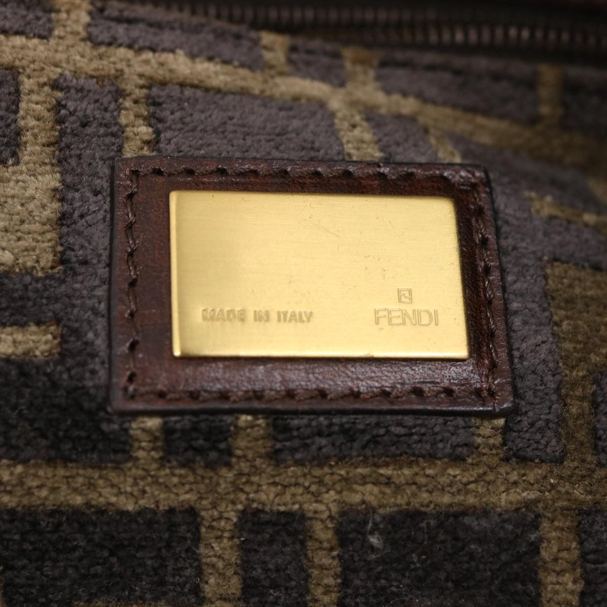 FENDI Zucca Canvas Tote Bag Velor Brown Black  ar6954
