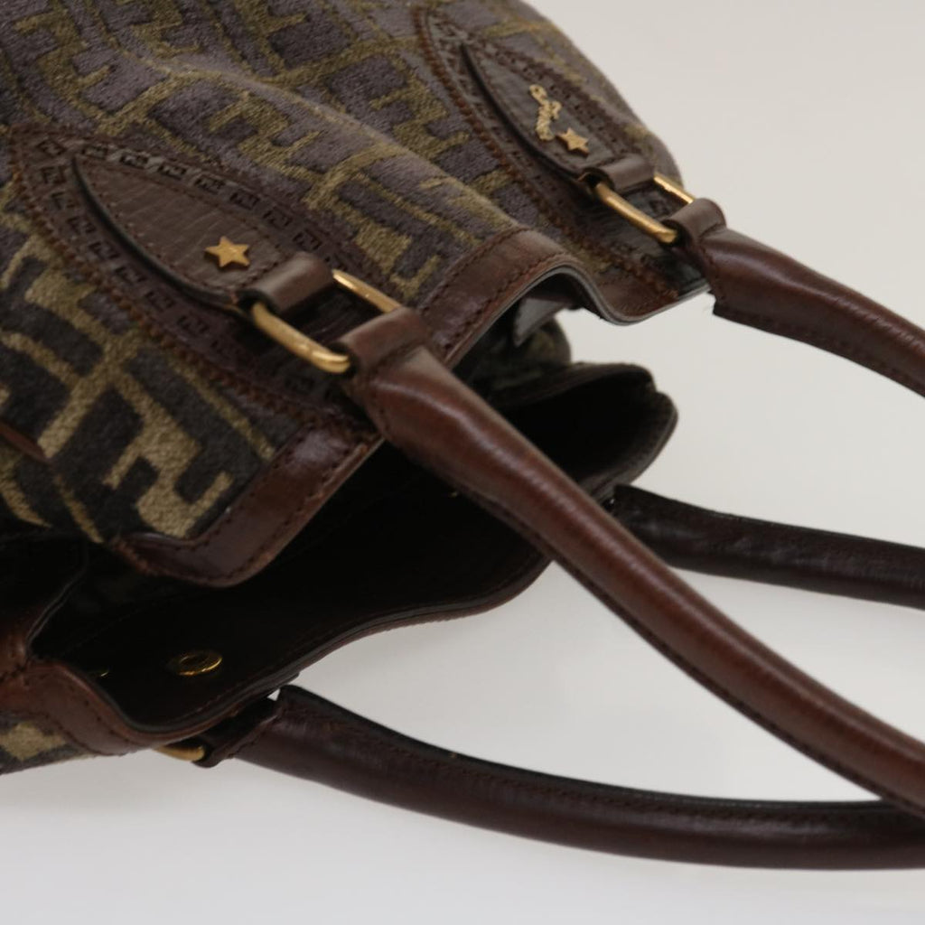 FENDI Zucca Canvas Tote Bag Velor Brown Black  ar6954