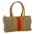 GUCCI GG Canvas Sherry Line Hand Bag Beige Brown Red 0000851001553  ar7441