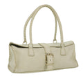 FENDI Celeria Shoulder Bag Leather White Auth ar8736