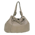 FENDI Celeria Tote Bag Leather Silver Auth ar8876