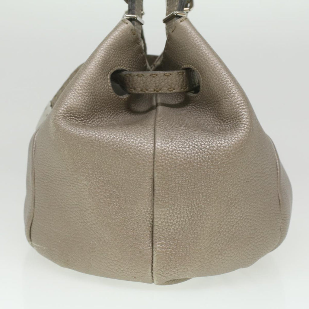 FENDI Celeria Tote Bag Leather Silver  ar8876
