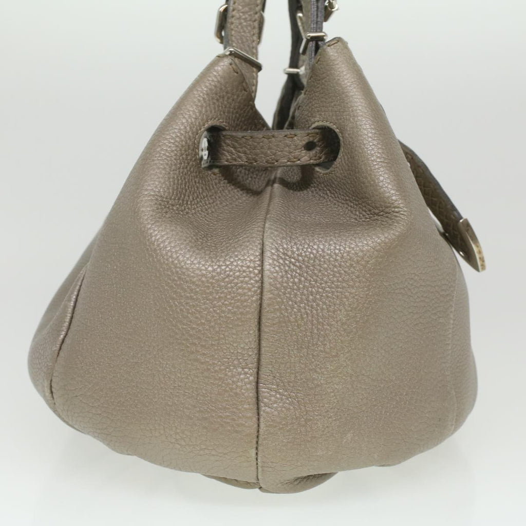 FENDI Celeria Tote Bag Leather Silver  ar8876