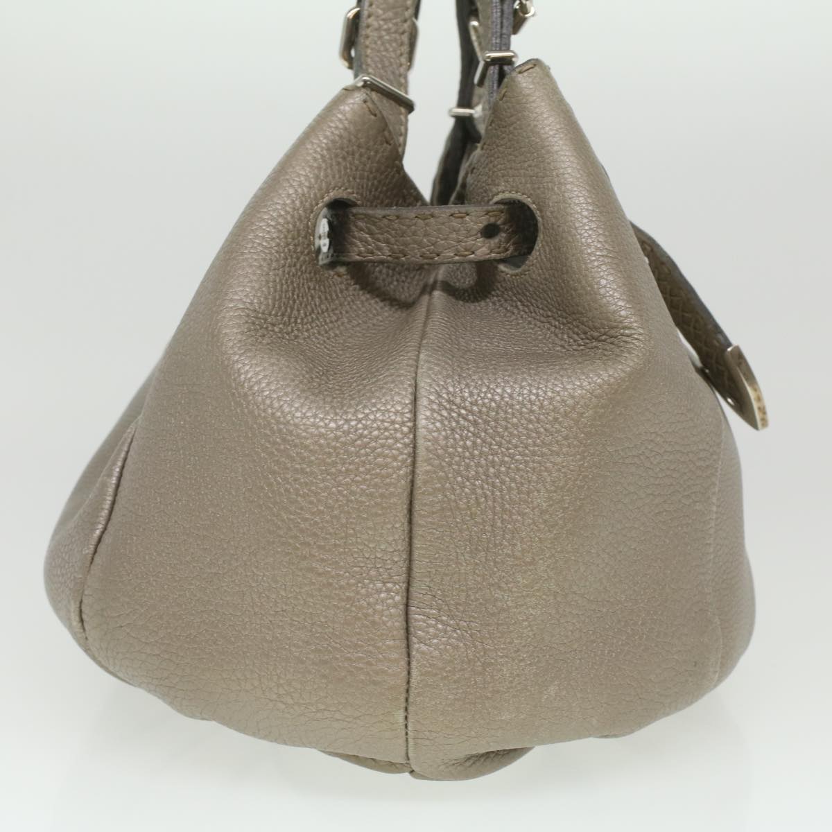 FENDI Celeria Tote Bag Leather Silver  ar8876