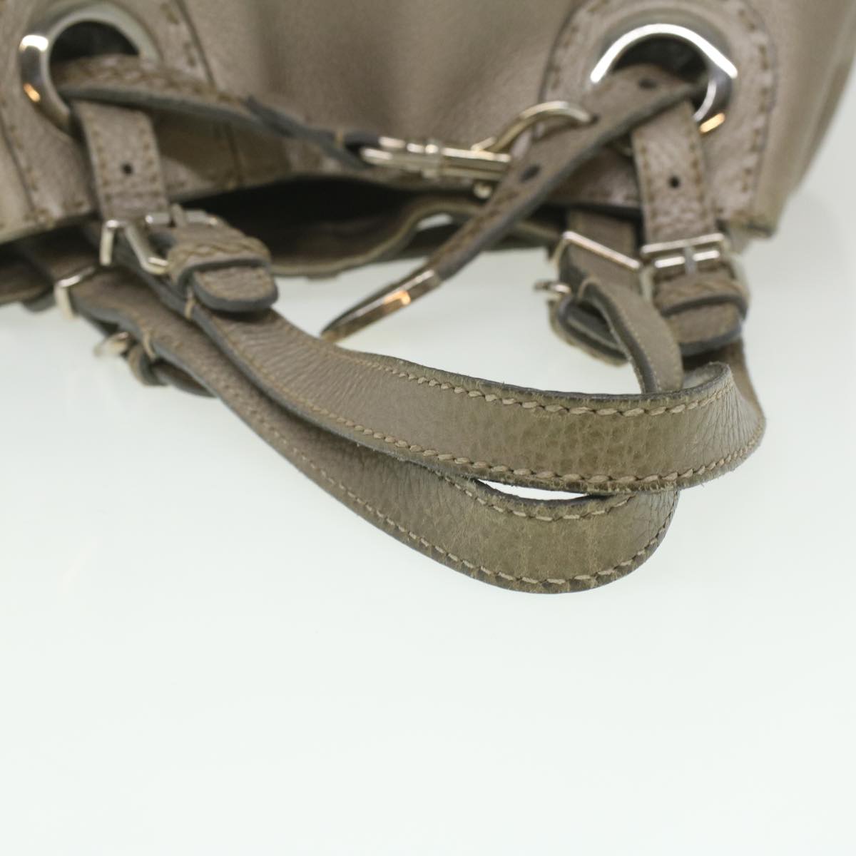 FENDI Celeria Tote Bag Leather Silver  ar8876