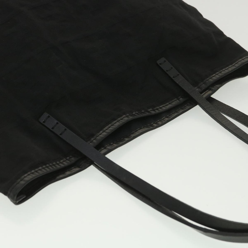 FENDI Zucca Canvas Tote Bag Black Brown Auth ar9031