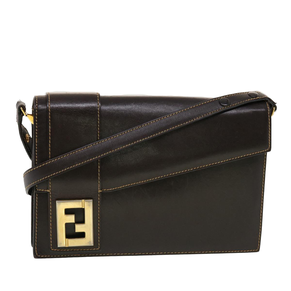 FENDI Shoulder Bag Leather Brown  ar9569