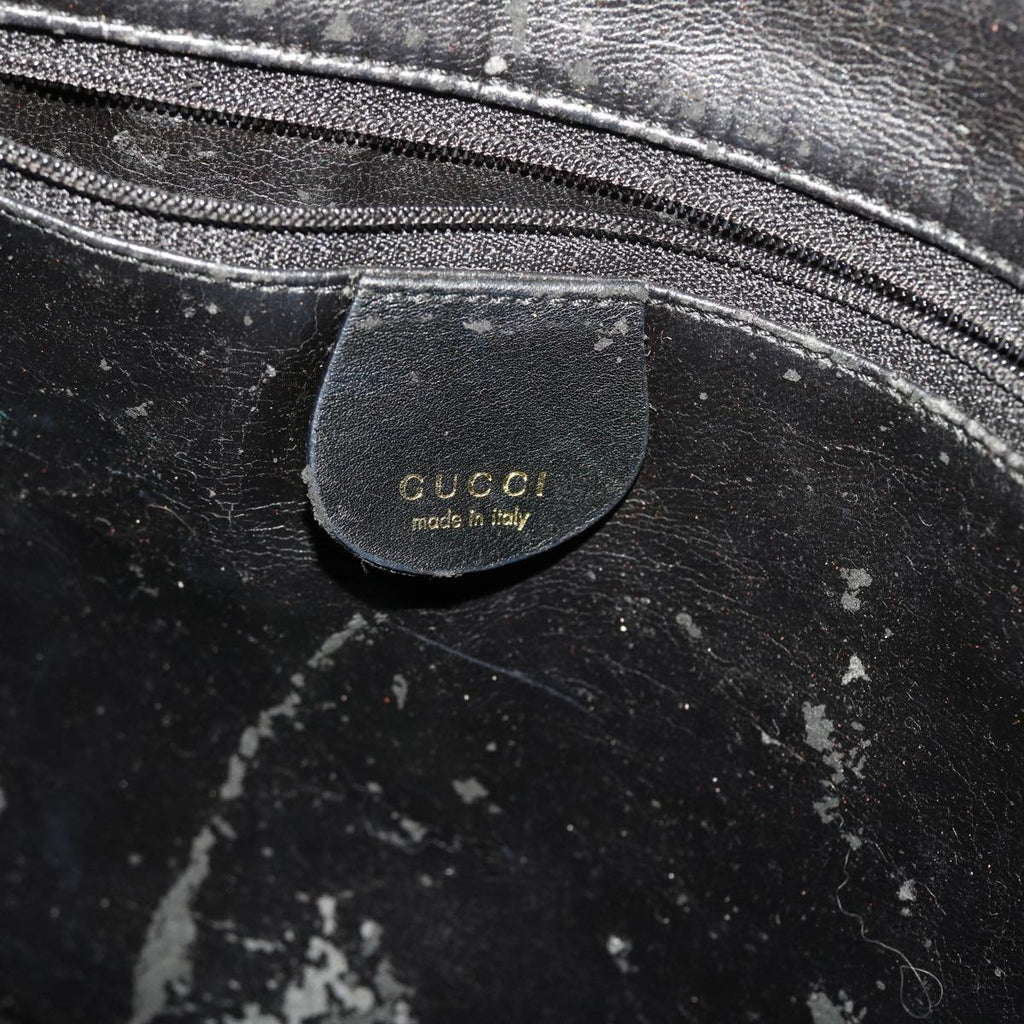 GUCCI Bamboo Hand Bag Leather 2way Black 001.0166.1577  ar9614