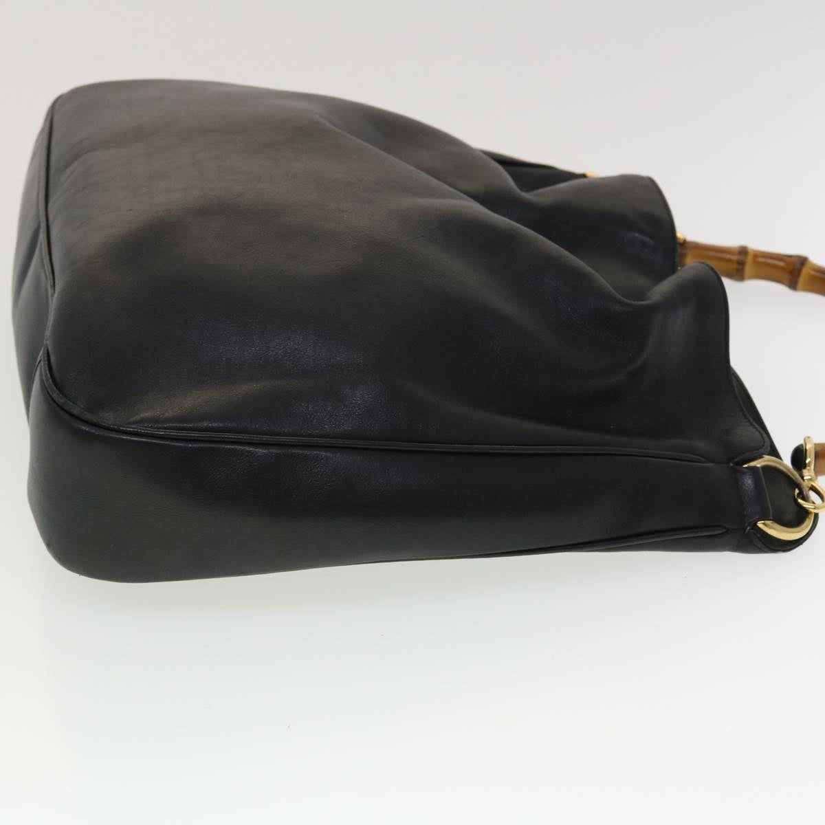 GUCCI Bamboo Hand Bag Leather 2way Black 001.0166.1577  ar9614