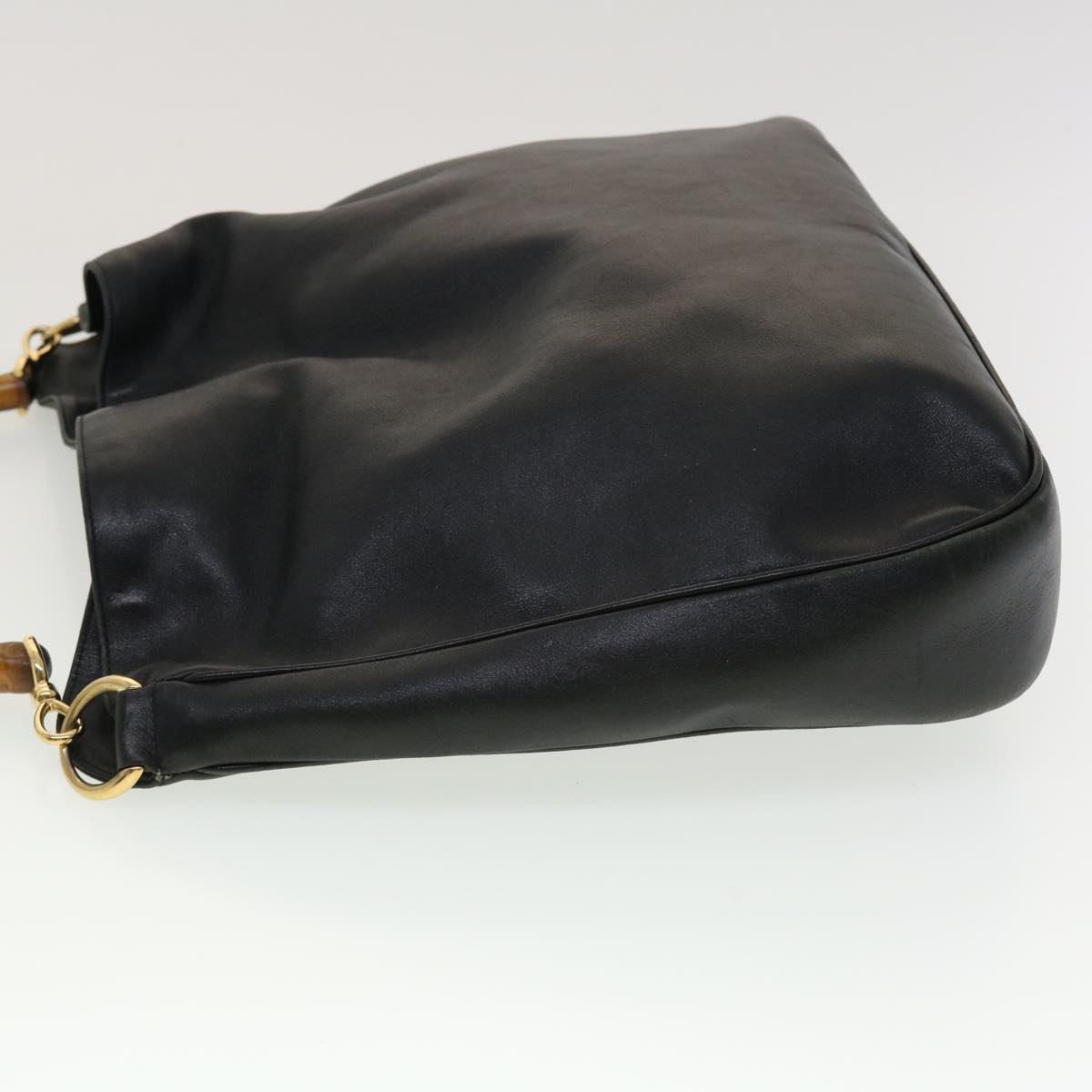 GUCCI Bamboo Hand Bag Leather 2way Black 001.0166.1577  ar9614